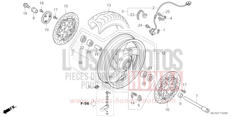 ROUE AVANT de Gold Wing GRAPHITE BLACK (NHB01) 2014